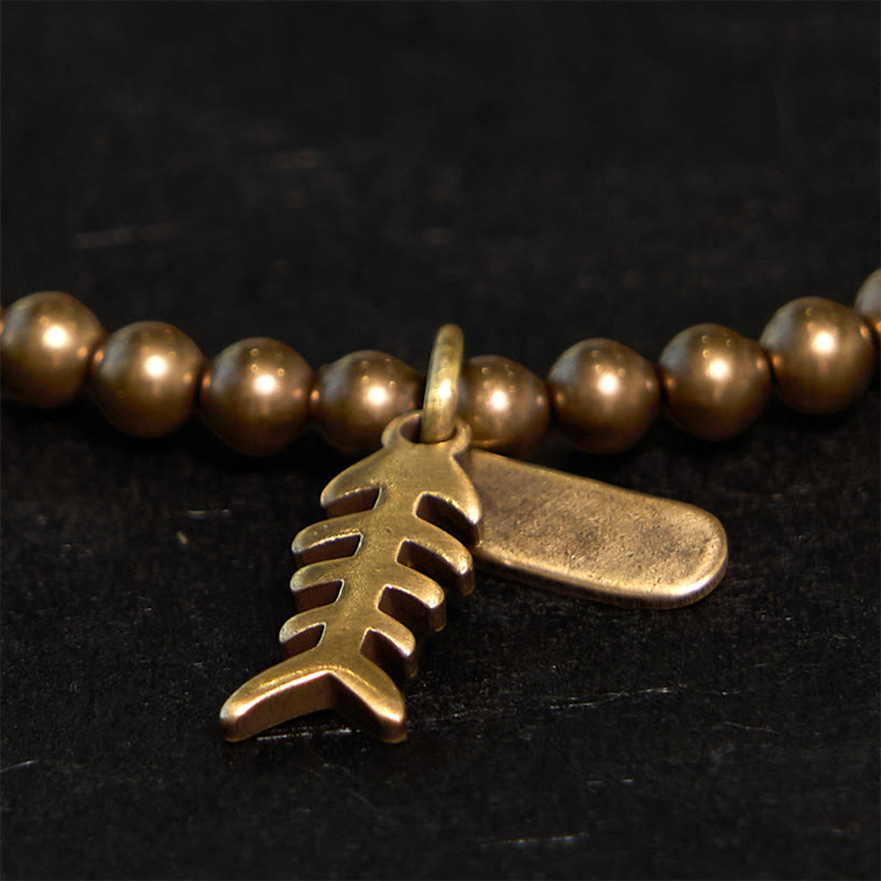 Buddhist Blessing Copper Fish Bone Healing Bracelet