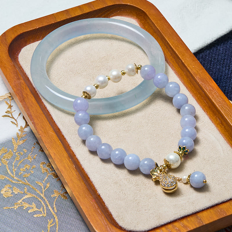 Buddhist Blessing Inner Peace And Stress Relief Aquamarine Jade Blue Bracelet Bangle Bundle