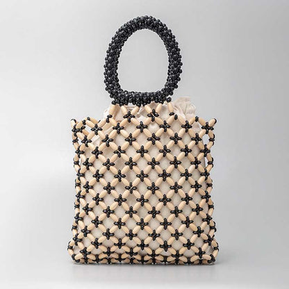 Buddhist Blessing Hand-woven Lozenge Wooden Beads Handbag