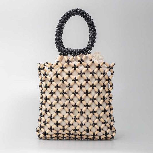 Buddhist Blessing Hand-woven Lozenge Wooden Beads Handbag