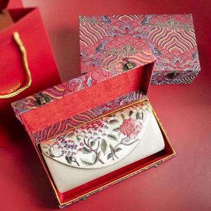 Buddhist Blessing Hydrangea Su Embroidery Wedding Shopping Wallet Purse Handbag Crossbody Bag