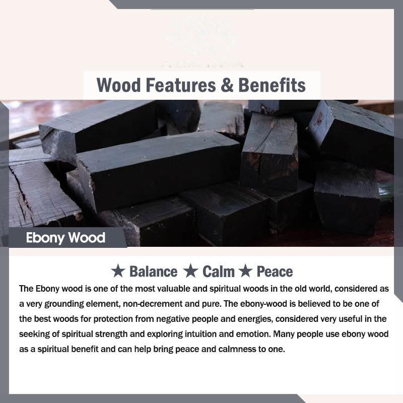 Buddhist Blessing Ebony Wood Aurora Lacquer Craft Bead Pearl Balance Necklace Pendant