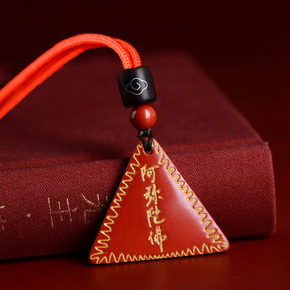 Buddhist Blessing Cinnabar Amitabha Calm Necklace Pendant
