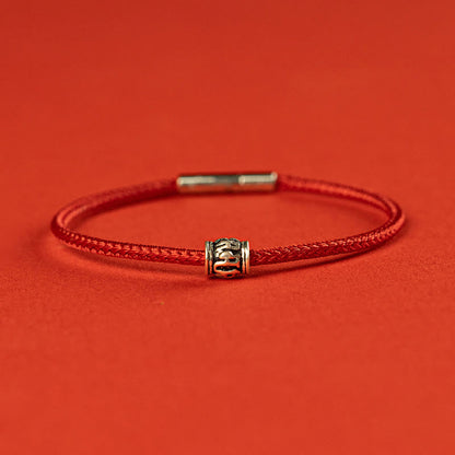 Buddhist Blessing Red String Black String Six True Words 925 Sterling Silver Peace Bracelet
