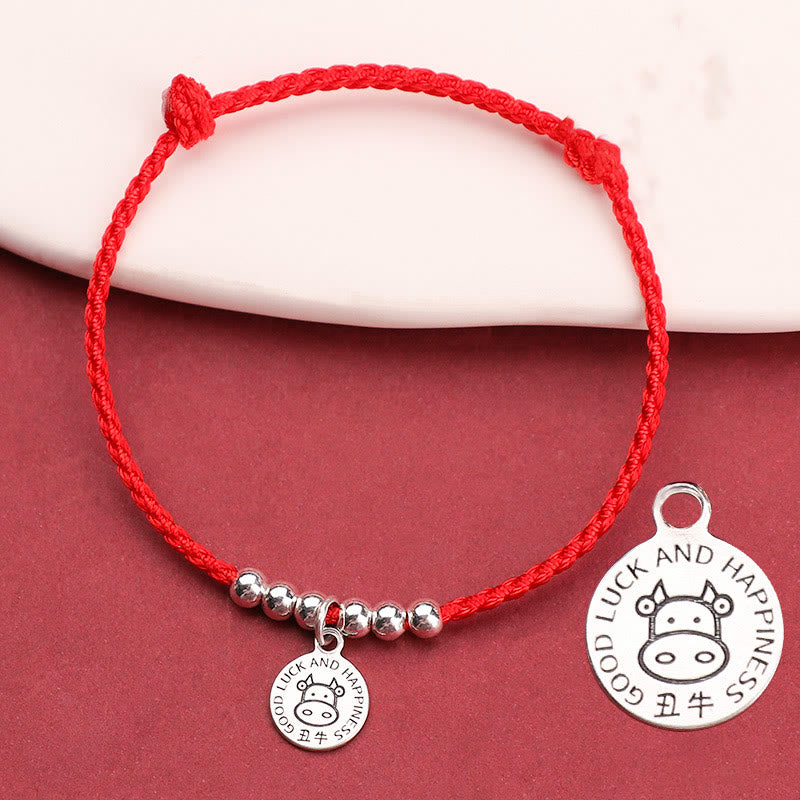 Buddhist Blessing Chinese Zodiac Kid Red String 999 Sterling Silver Protection Bracelet