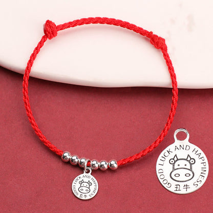 Buddhist Blessing Chinese Zodiac Kid Red String 999 Sterling Silver Protection Bracelet