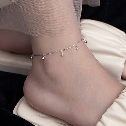 Buddhist Blessing 925 Sterling Silver Small Beads Charm Blessing Anklet