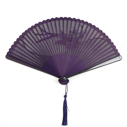 Buddhist Blessing Retro Bamboo Hollow Engraving Handheld Bamboo Folding Fan