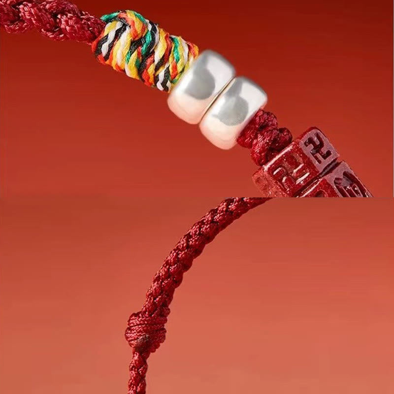 Buddhist Blessing 925 Sterling Silver Om Mani Padme Hum Cinnabar Blessing Child Adult Bracelet