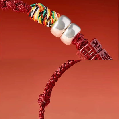 Buddhist Blessing 925 Sterling Silver Om Mani Padme Hum Cinnabar Blessing Child Adult Bracelet