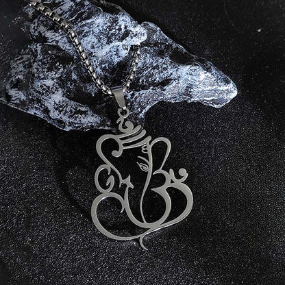Buddhist Blessing Ganesh Elephant Stainless Steel Protection Necklace Pendant