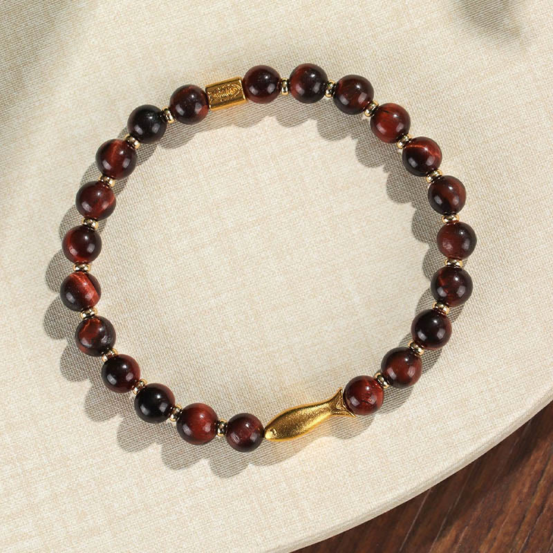 Buddhist Blessing Tiger Eye Koi Fish Courage Bracelet