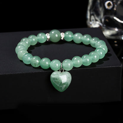 Buddhist Blessing Various Crystal Green Aventurine Love Heart Balance Bracelet