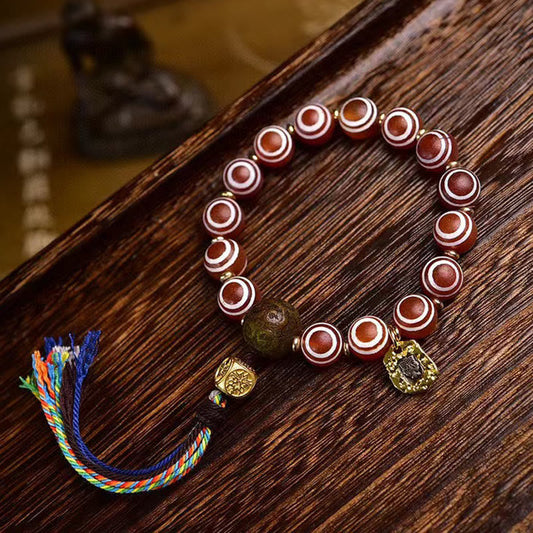 Buddhist Blessing Tibetan Zakiram Red Agate Confidence Bracelet