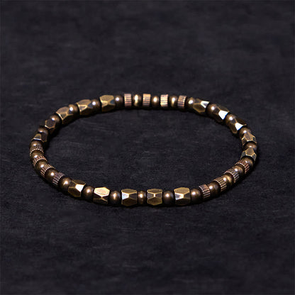 Buddhist Blessing Retro Distressed Irregular Design Copper Brass Luck Bracelet