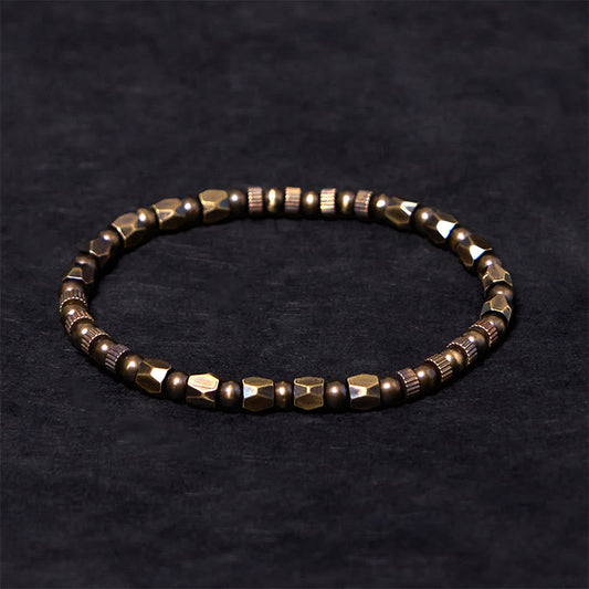 Buddhist Blessing Retro Distressed Irregular Design Copper Brass Luck Bracelet