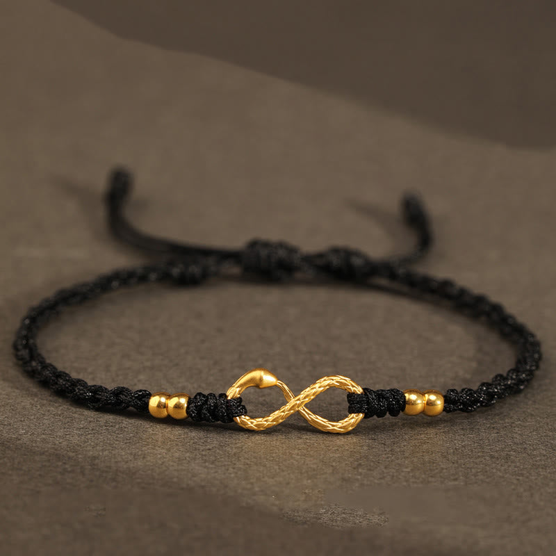 Buddhist Blessing 999 Gold Year of the Snake Eternal Endless Knot Infinity Handmade Luck Bracelet