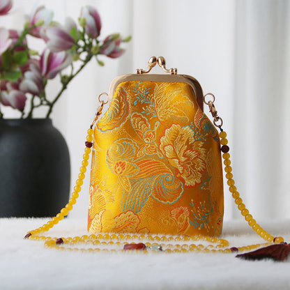 Buddhist Blessing Retro Chinese Embroidery Pearl Chain Crossbody Bag Shoudler Bag