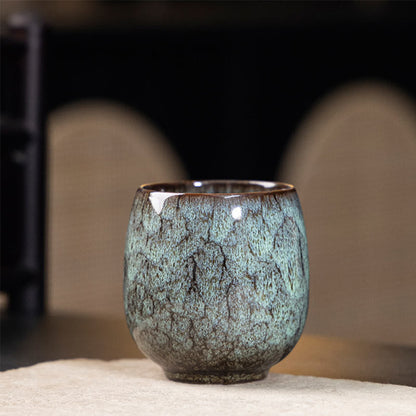 Buddhist Blessing Handmade Small Chinese Jianzhan Kiln Change Ceramic Teacup Kung Fu Tea Cup 150ml