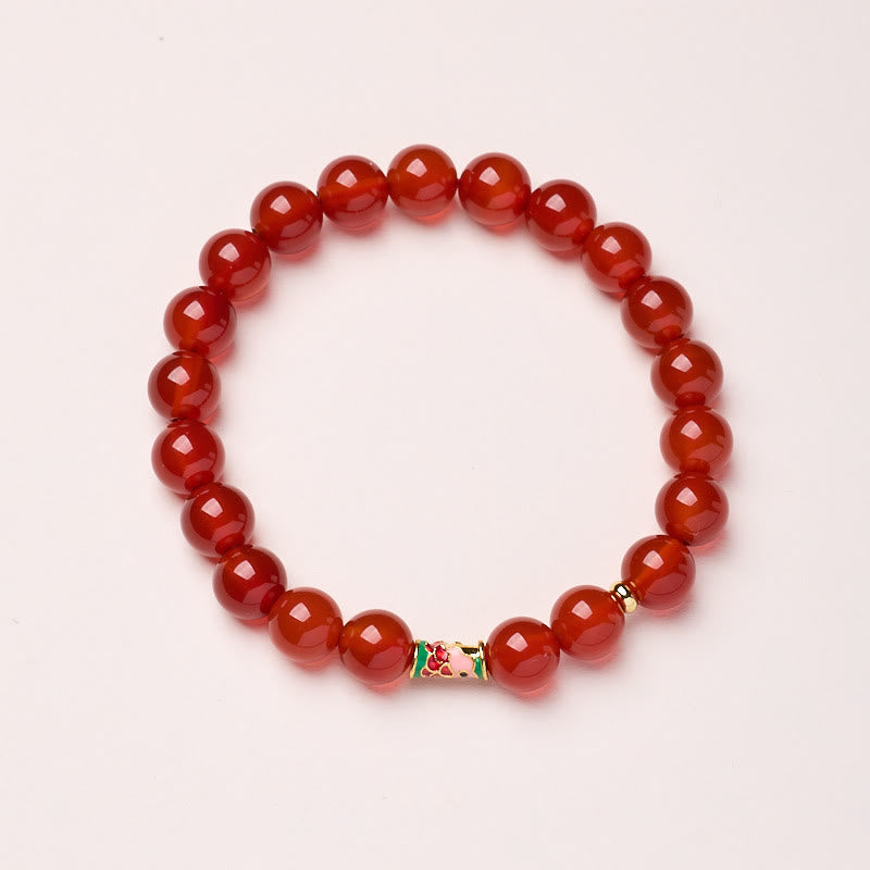 Buddhist Blessing Natural Red Agate Lucky Koi Fish Confidence Bracelet