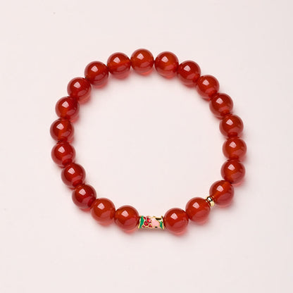Buddhist Blessing Natural Red Agate Lucky Koi Fish Confidence Bracelet