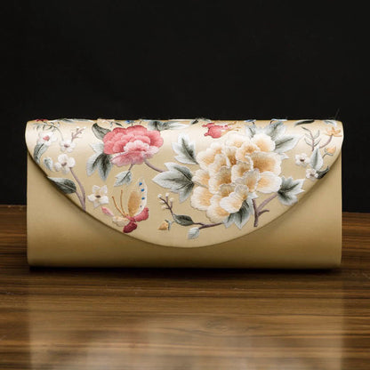 Buddhist Blessing Peony Tulip Su Embroidery Wedding Shopping Purse Handbag Crossbody Bag