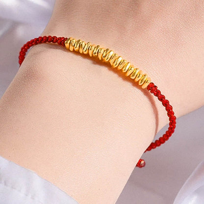 Buddhist Blessing 999 Gold Small Gold Pieces Design Handmade Protection Braided Rope Bracelet