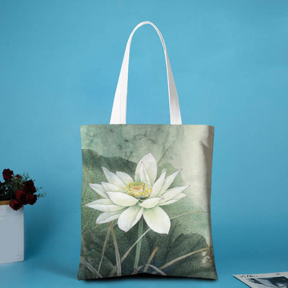 Buddhist Blessing Lotus Shape Canvas Shoulder Bag