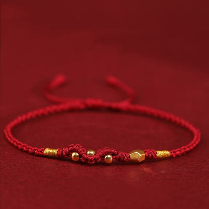 Buddhist Blessing 999 Gold Year of the Snake Mini Gold Bead Handmade Luck Protection Braided Bracelet