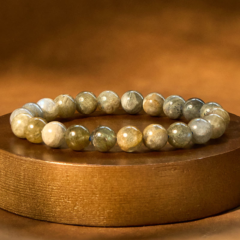 Buddhist Blessing Natural Labradorite Beads Healing Support Bracelet