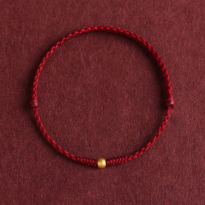 Buddhist Blessing 999 Gold One Mini Bead Design Handmade Strength Braided Rope Bracelet Anklet
