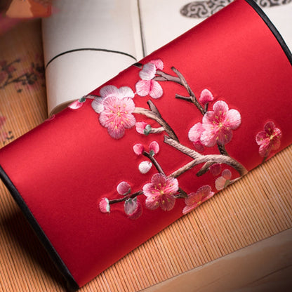 Buddhist Blessing Plum Bossom Su Embroidery Journey Shopping Long Purse Handbag