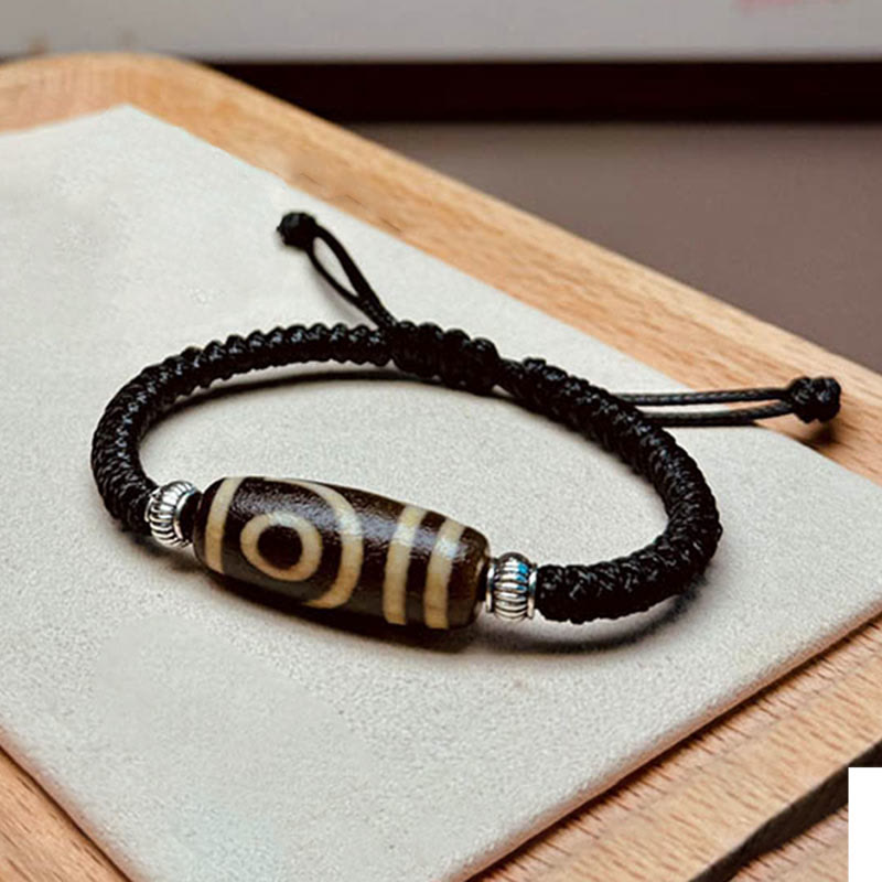 Buddhist Blessing Tibetan Nine-Eye Dzi Bead Three-eyed Dzi Bead Wealth Protection Rope Bracelet