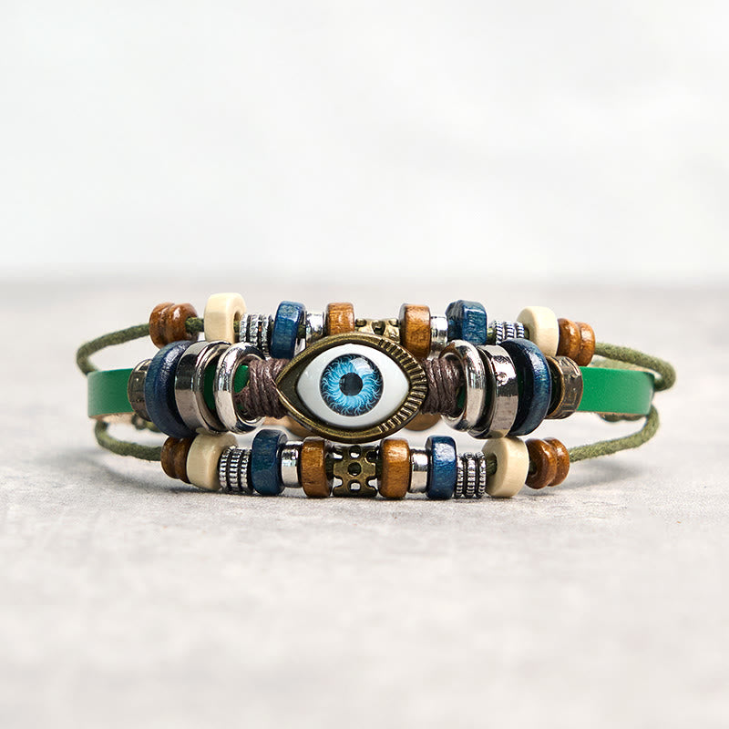 Buddhist Blessing Tibetan Evil Eye Leather Adjustable Protection Bracelet