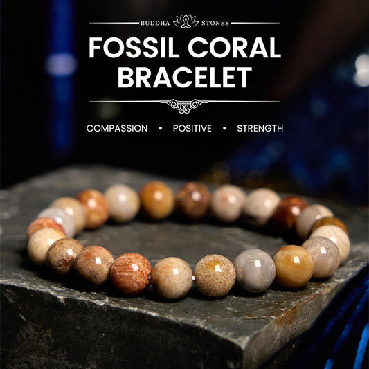 Buddhist Blessing Fossil Coral Compassion Bracelet