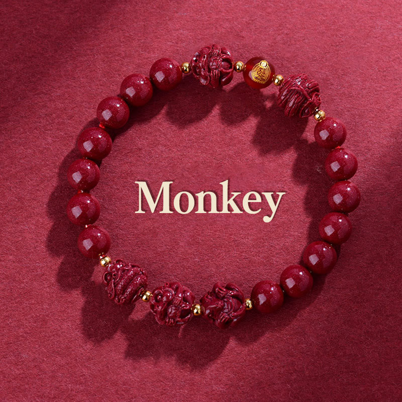 Buddhist Blessing Chinese Zodiac Cinnabar Keep Away Evil Spirits Blessing Bracelet