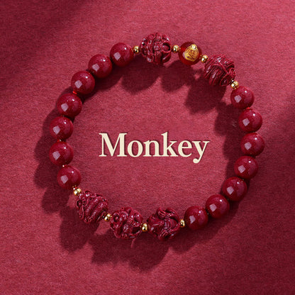 Buddhist Blessing Chinese Zodiac Cinnabar Keep Away Evil Spirits Blessing Bracelet
