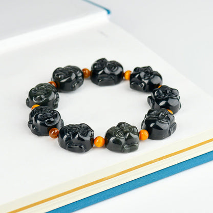 Buddhist Blessing Rainbow Obsidian Laughing Buddhist Blessing Positive Transformation Bracelet