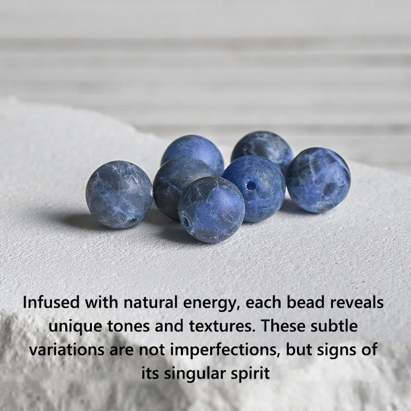 Buddhist Blessing 925 Sterling Silver Lotus Design Natural Sodalite Positive Beads Harmony Bracelet