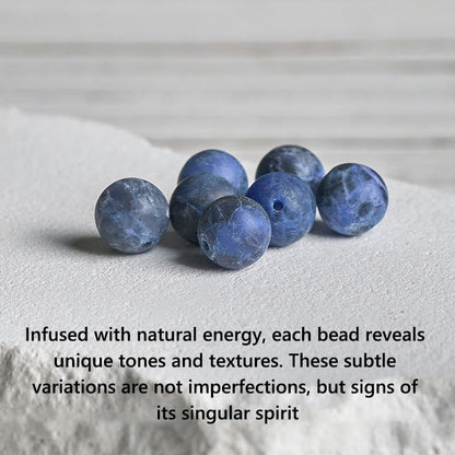 Buddhist Blessing 925 Sterling Silver Lotus Design Natural Sodalite Positive Beads Harmony Bracelet