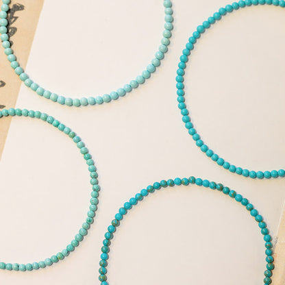 Buddhist Blessing 2mm Turquoise Ultra-thin Beads 14k Gold Plated Copper Wisdom Bracelet