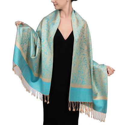 Buddhist Blessing Tibetan Cashew Jacquard Tassels Shawl Spring Fall Winter Warm Cozy Scarf Wrap