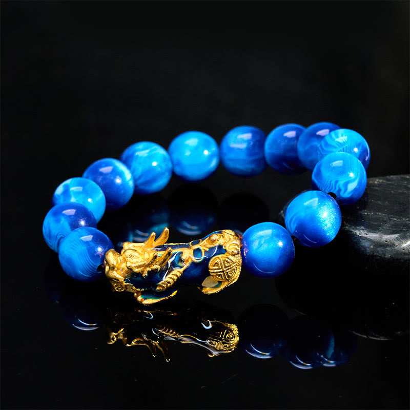 Buddhist Blessing Colorful Sea Willow Color Change PiXiu Positive Healing Bracelet