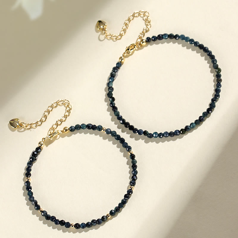 Buddhist Blessing Indicolite Tourmaline Copper Beads Wisdom Bracelet