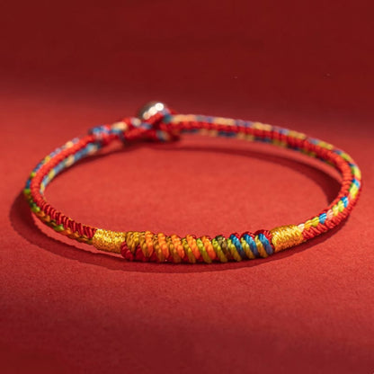 Buddhist Blessing Multicolor Red String Alloy 925 Sterling Silver Buckle Protection Bracelet