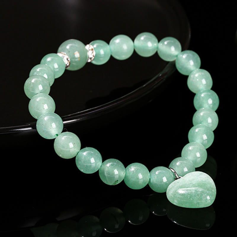Buddhist Blessing Various Crystal Green Aventurine Love Heart Balance Bracelet