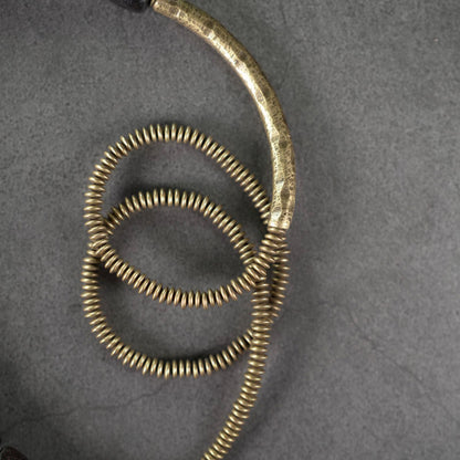 Buddhist Blessing Vintage Peace Tibetan Ebony Wood Beads Copper Multilayered Healing Bracelet