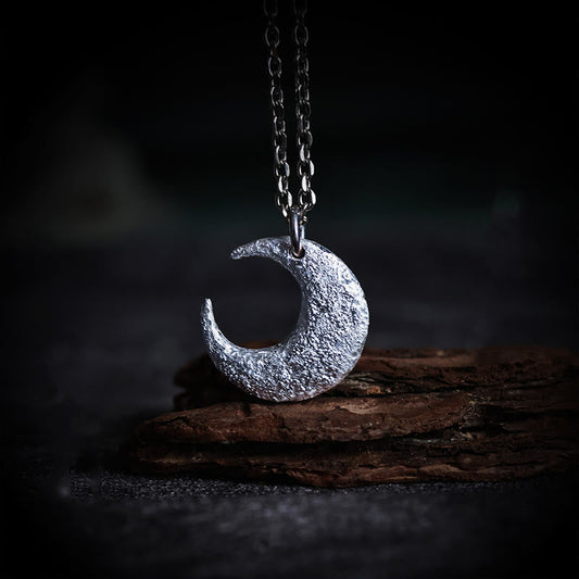 Buddhist Blessing 999 Sterling Silver Moon Balance Necklace Pendant