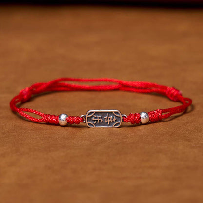 Buddhist Blessing Handmade 925 Sterling Silver Peace And Joy Safe Well Protection Braided Bracelet