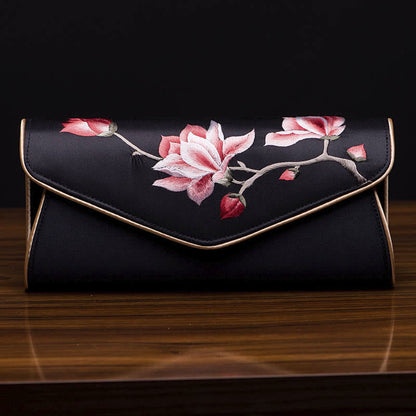 Buddhist Blessing Magnolia Su Embroidery Wedding Shopping Purse Handbag Crossbody Bag